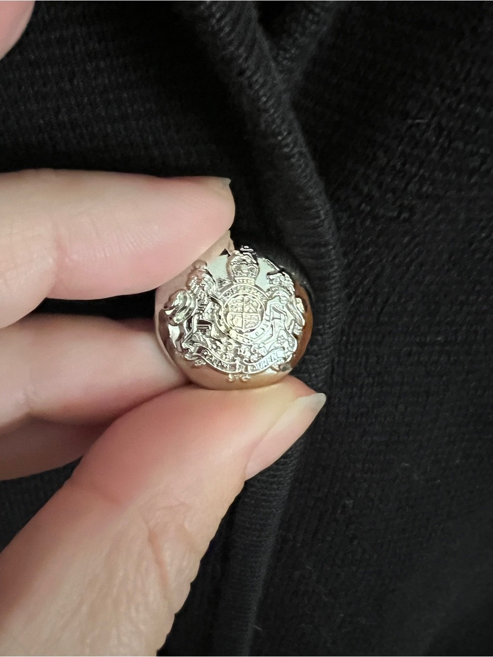 Lauren Ralph Lauren 100% Cotton Classic Crest Blazer Cardigan w Pockets Black - Picture 5 of 11